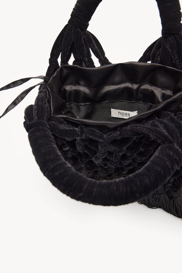 Hoss Intropia Naroa. Bolsa de crochet de veludo Preto