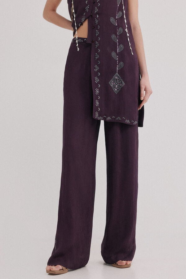 Hoss Intropia Prisca. Cal&ccedil;a bordada Roxo