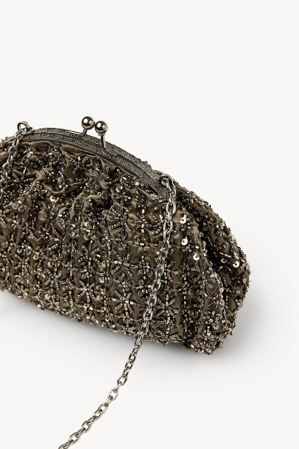 Hoss Intropia Nuria. Mala clutch bordada Cinzento