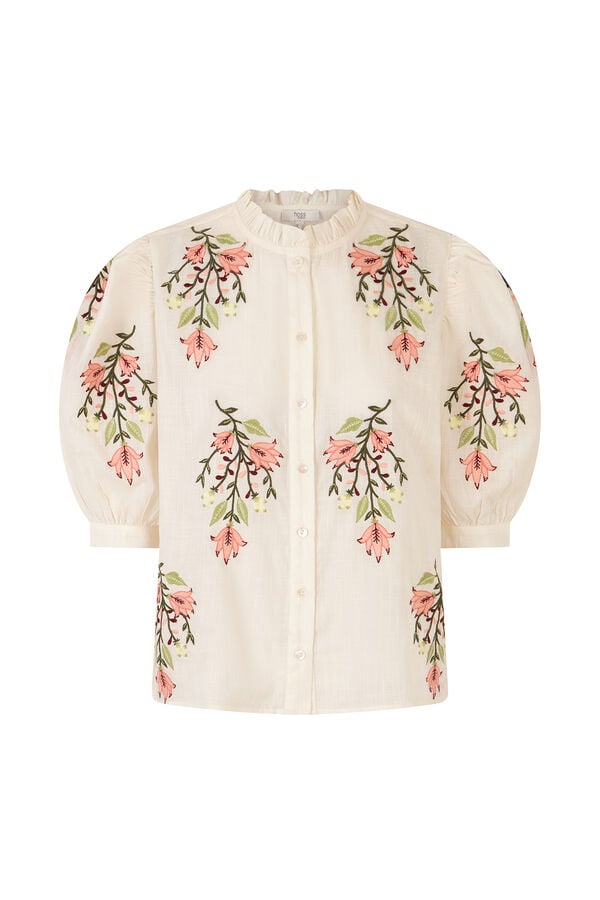 Hoss Intropia Capri. Blusa bordado floral Ecru