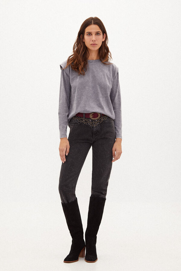 Hoss Intropia Duna. Camiseta de algod&oacute;n desgastada Gris