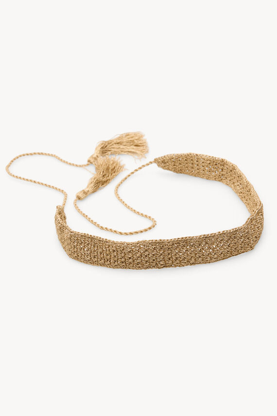 Lucrecia. Cinturón crochet metalizado