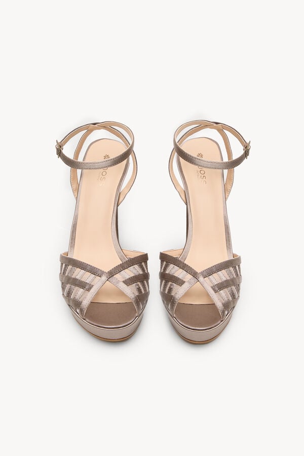 Hoss Intropia Naiara. Sandália de salto de cetim Cinzento