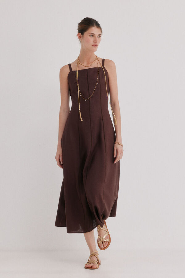 Hoss Intropia Antonela. Linen midi dress Brown