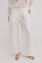 Hoss Intropia Polly. Cal&ccedil;a com pregas duplas Ecru