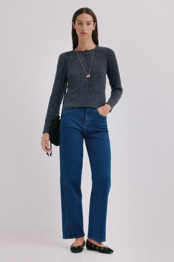 Hoss Intropia Inés. Casaco de malha vazado Cinzento