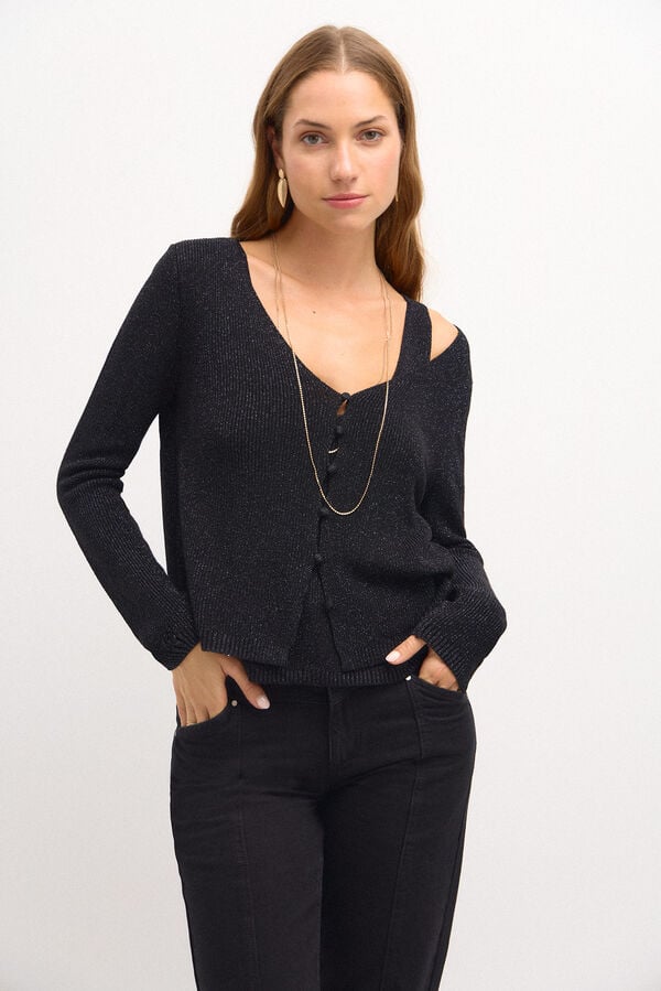 Hoss Intropia Taciana. Pearl jersey-knit jacket Black