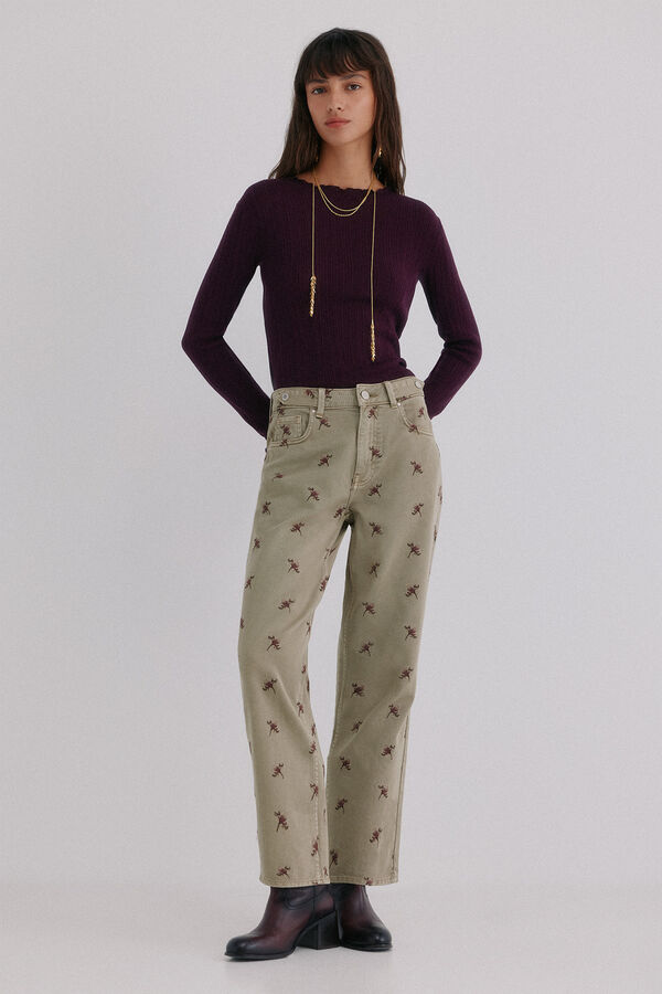 Hoss Intropia Bettina. Cal&ccedil;a jeans bordada Verde