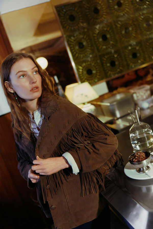 Hoss Intropia F&aacute;tima. Casaco de franjas Castanho