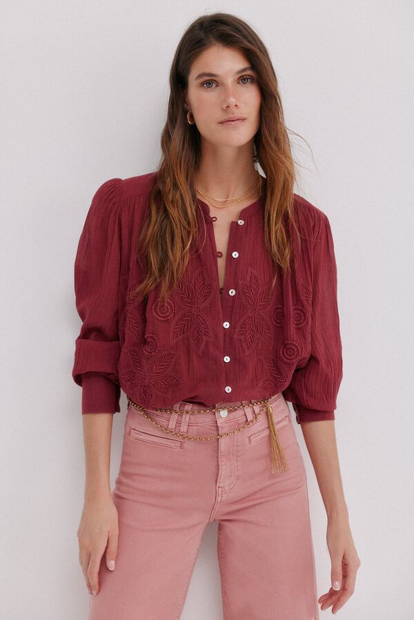 Hoss Intropia Cosima.  Floral embroidered blouse Pink