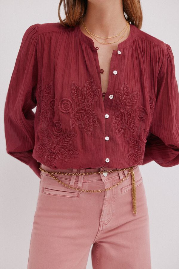 Hoss Intropia Cosima.  Floral embroidered blouse Pink