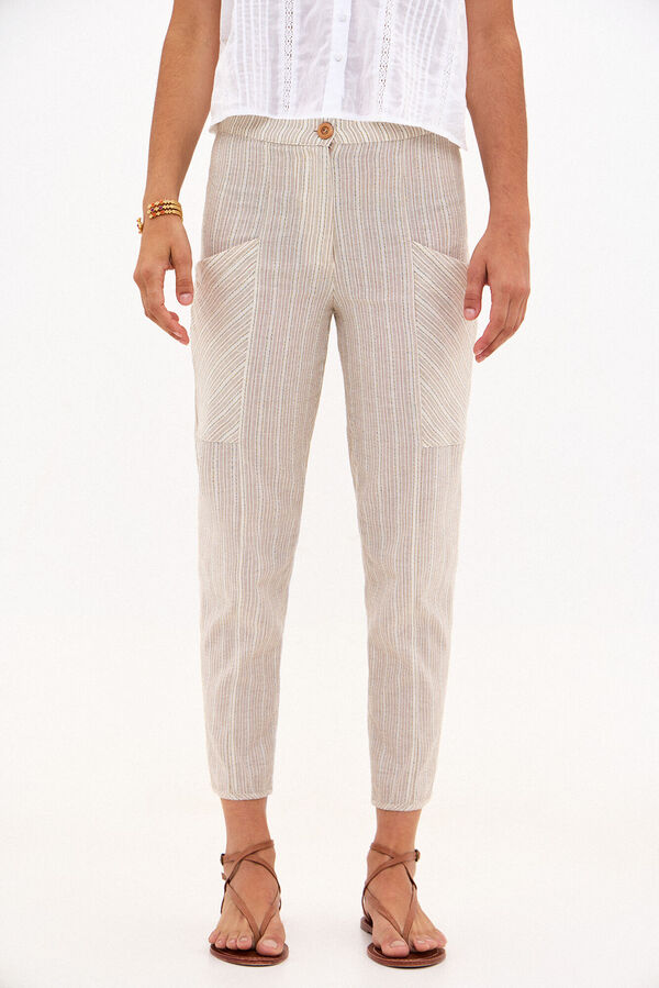 Hoss Intropia Paige. Striped trousers with pockets Ivory