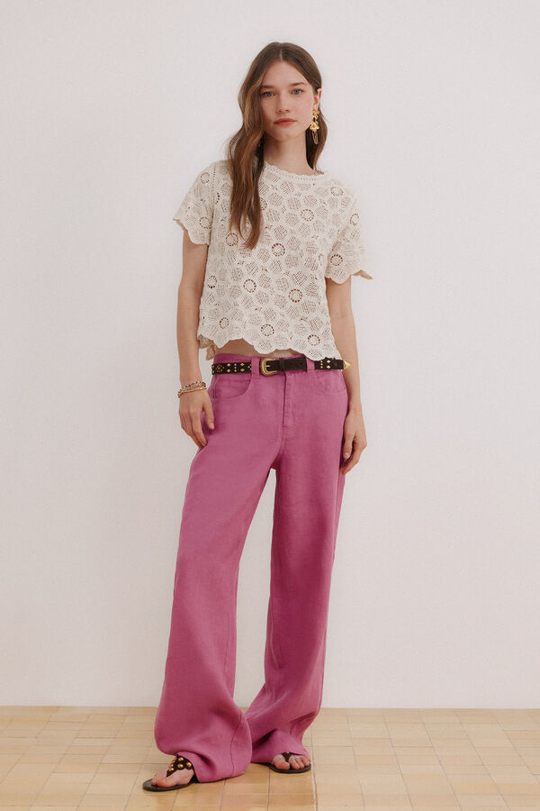 Hoss Intropia Cal&ccedil;a em linho Paupa Roxo