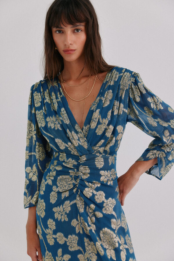 Hoss Intropia Amanda. Vestido jacquard Azul