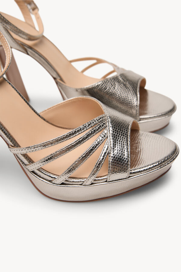 Hoss Intropia Marisa. Sand&aacute;lias salto em pele gravada Cinzento