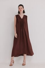 Hoss Intropia Aura. Vestido midi fluido Castanho
