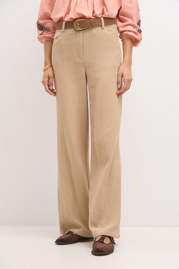 Hoss Intropia Petra. Wide herringbone trousers Ivory