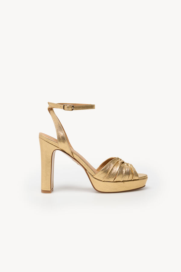 Hoss Intropia Marcela.Leather heeled sandal Gold