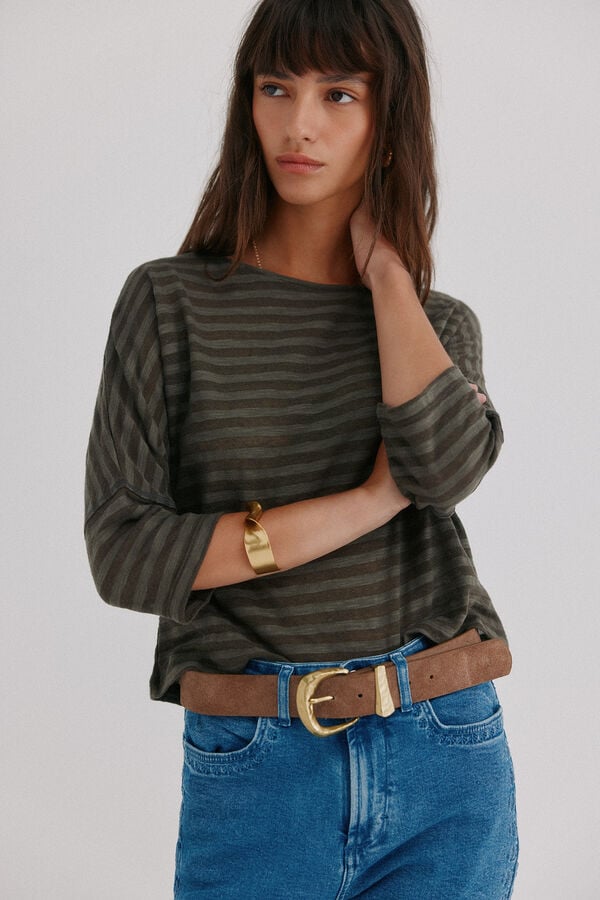 Hoss Intropia Magdalena. Camiseta riscas Verde