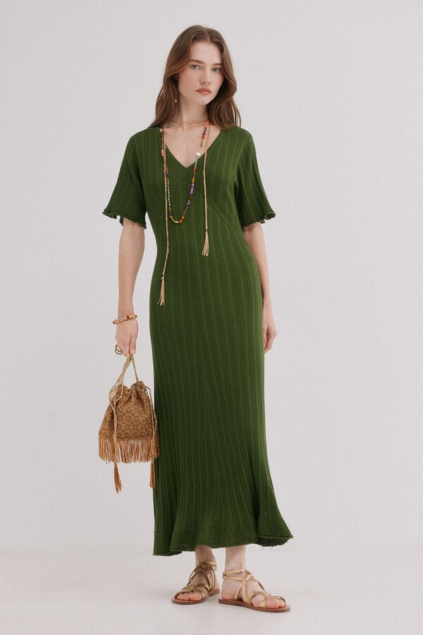 Hoss Intropia Anne. Vestido de malha rendada Verde