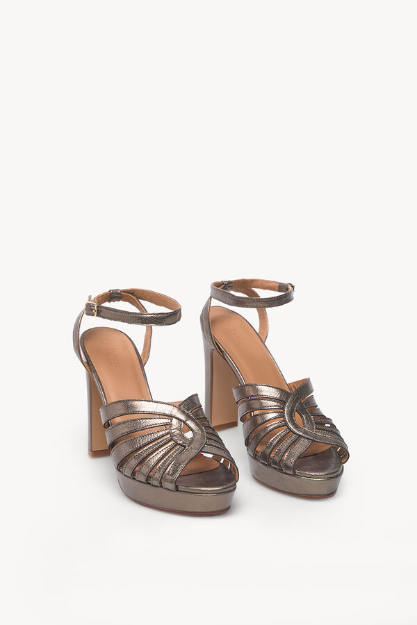 Hoss Intropia Naiara. Metallic platform sandals Gray