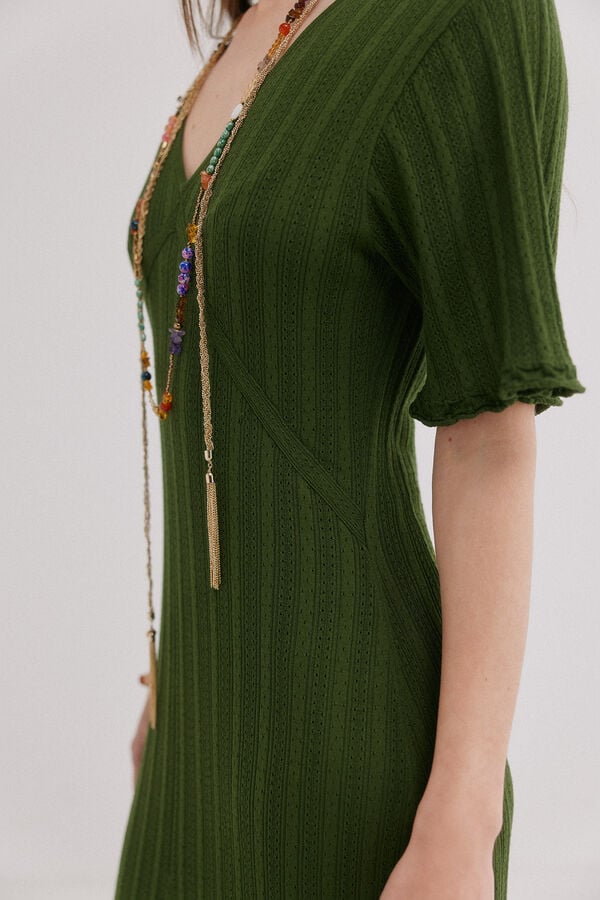 Hoss Intropia Anne. Vestido de malha rendada Verde