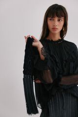 Hoss Intropia Naroa. Bolsa de crochet de veludo Preto