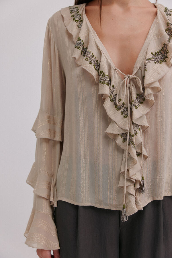 Hoss Intropia Clotilde. Blusa romântica Cinzento