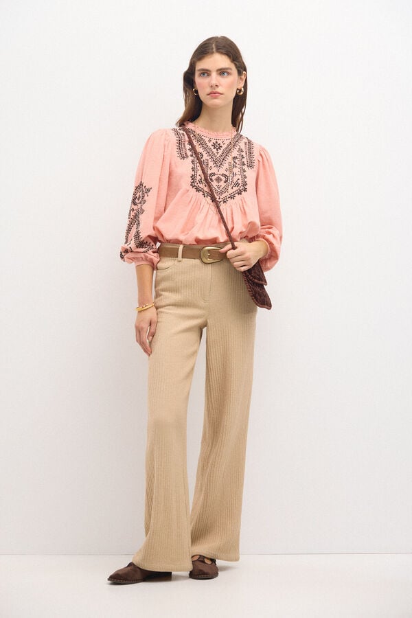 Hoss Intropia Petra. Wide herringbone trousers Ivory