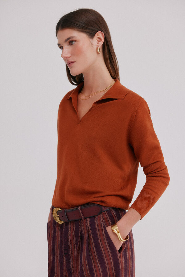 Hoss Intropia Idoia. Cárdigan con cuello solapa Naranja