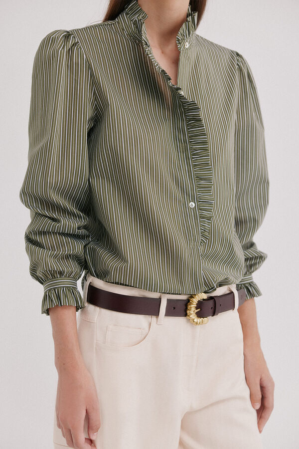 Hoss Intropia Cristela. Camisa rayas Kaki