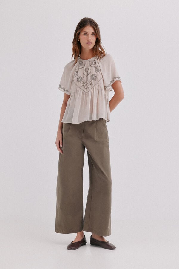 Hoss Intropia Pietra.Cal&ccedil;a com pin&ccedil;as Khaki