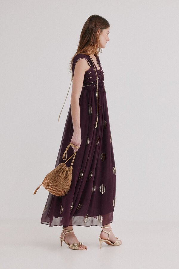 Hoss Intropia Aurora. Vestido bordado Roxo