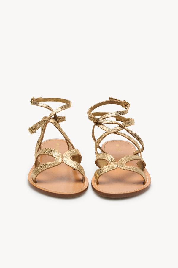 Hoss Intropia Mar. Sand&aacute;lias em pele Dourado