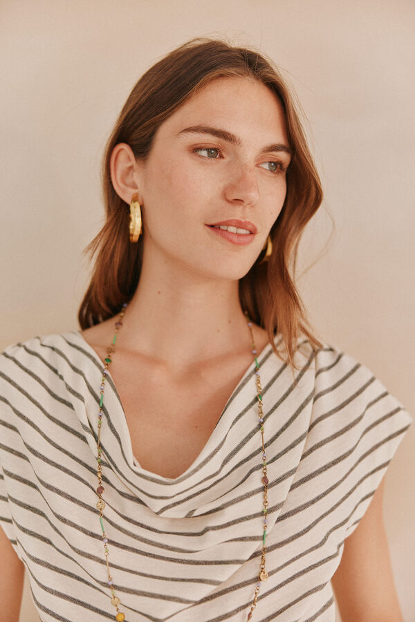Hoss Intropia Miranda. Draped neckline T-shirt Ivory