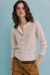 Hoss Intropia Inma. Casaco de malha ajurada