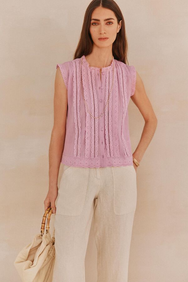 Hoss Intropia Gloria. Embroidered blouse Purple