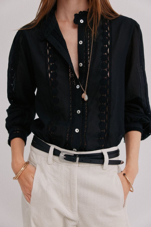 Hoss Intropia Celina. Blusa bordada Preto