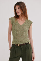 Hoss Intropia Isa. Top malha rendada Verde