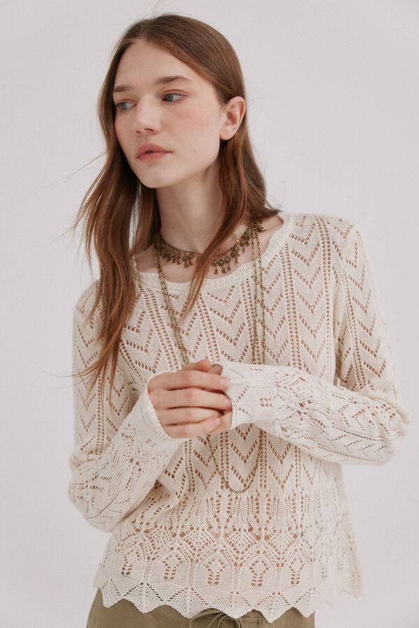 Hoss Intropia Ivy. Camisola em malha ajurada Branco