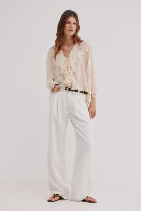Hoss Intropia Bloom. Denim tencel Branco