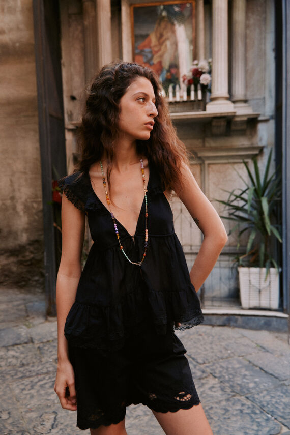 Celeste. Blusa fluida