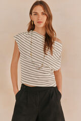 Hoss Intropia Miranda. Draped neckline T-shirt Ivory