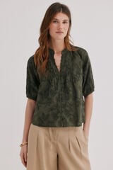 Hoss Intropia Celia. floral embroidered blouse Khaki