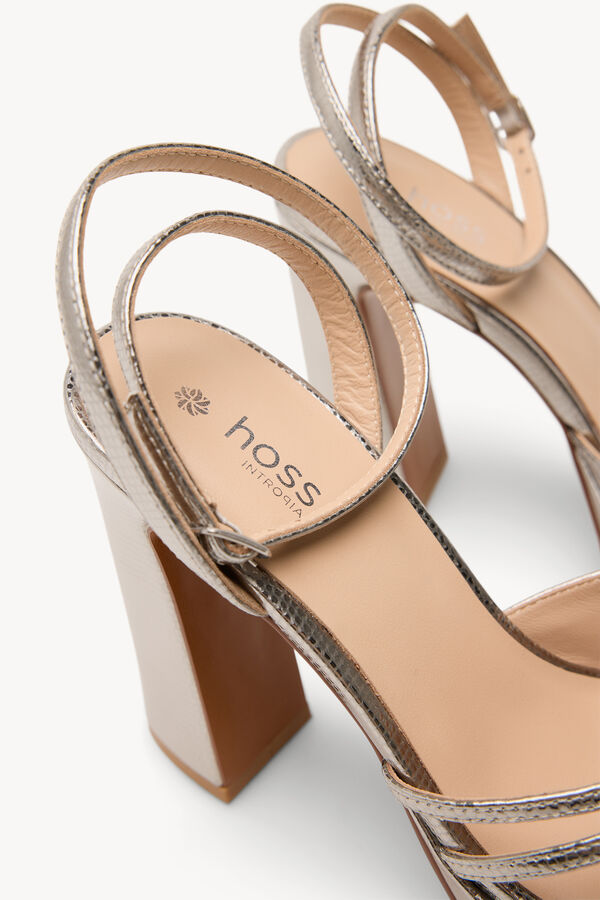 Hoss Intropia Marisa. Sand&aacute;lias salto em pele gravada Cinzento