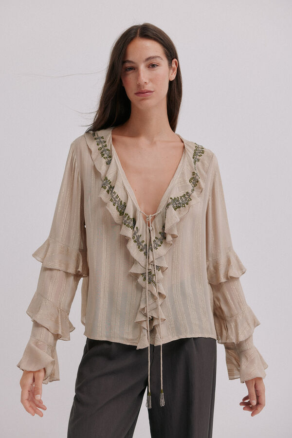Hoss Intropia Clotilde. Blusa romântica Cinzento