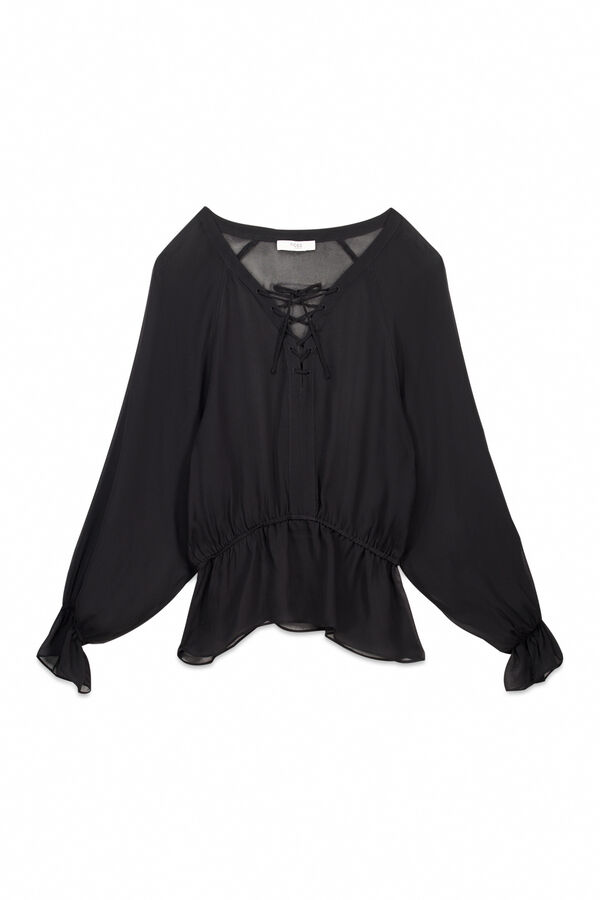 Hoss Intropia Clemência. Blusa com fecho cruzado Preto