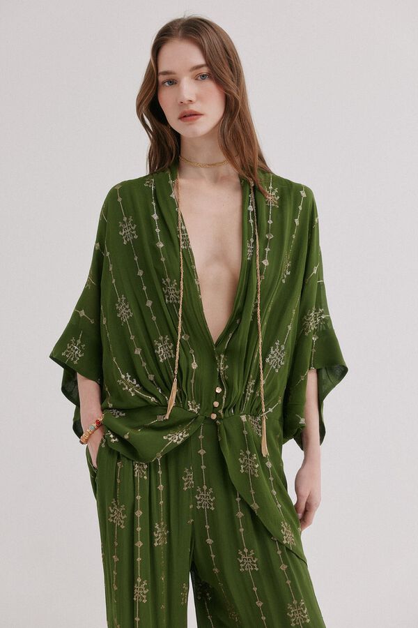 Hoss Intropia Embroidered blouse Ghana Khaki