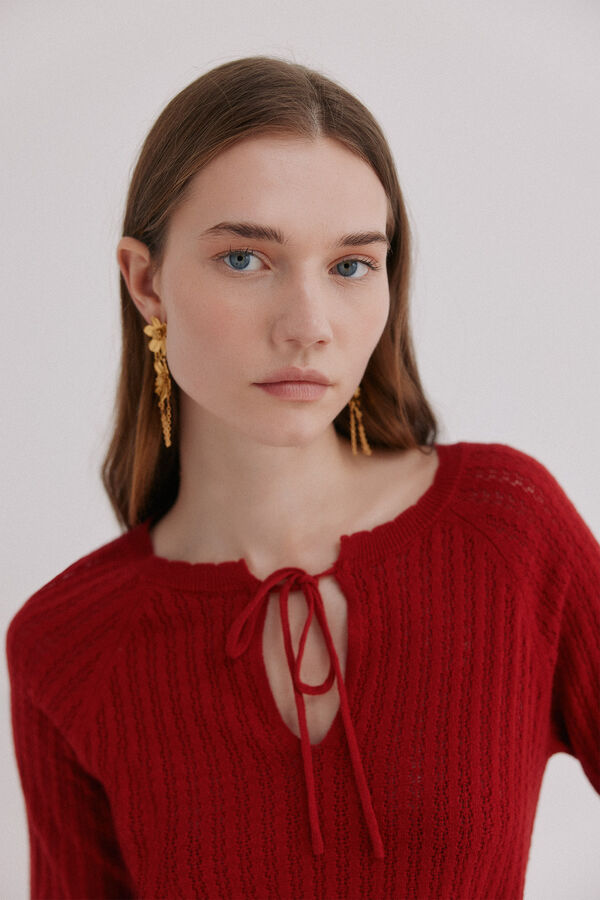 Hoss Intropia Imala. Camisola de malha rendada Vermelho