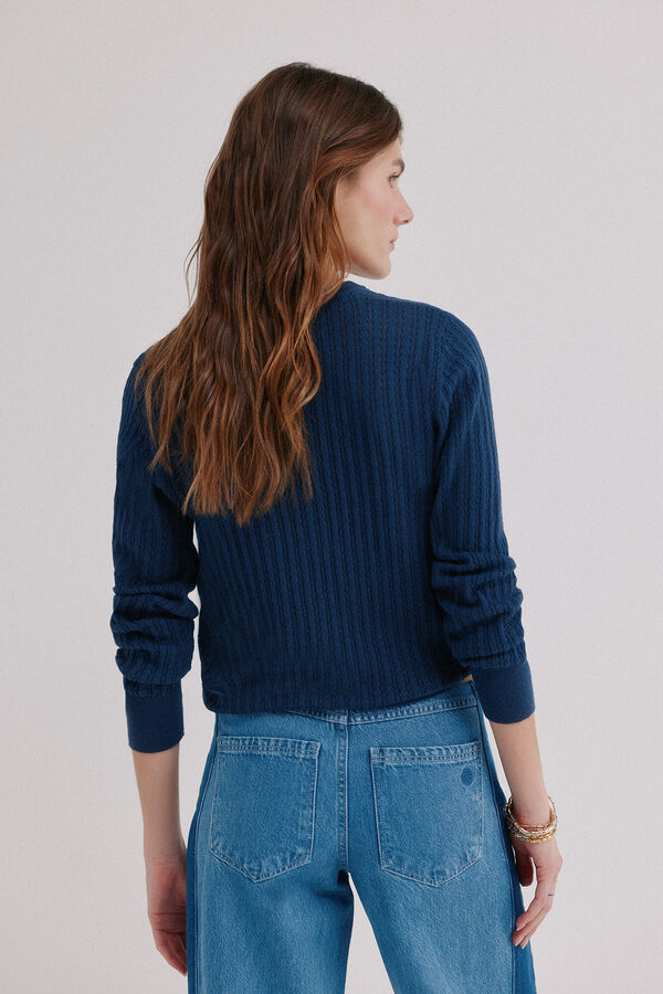 Hoss Intropia Isoline. Casaco de malha em malha aberta Azul